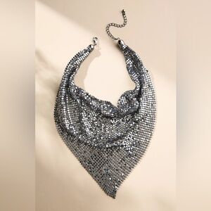 New🌟Free People-Shimmering Mesh Scarf Necklace-Gold